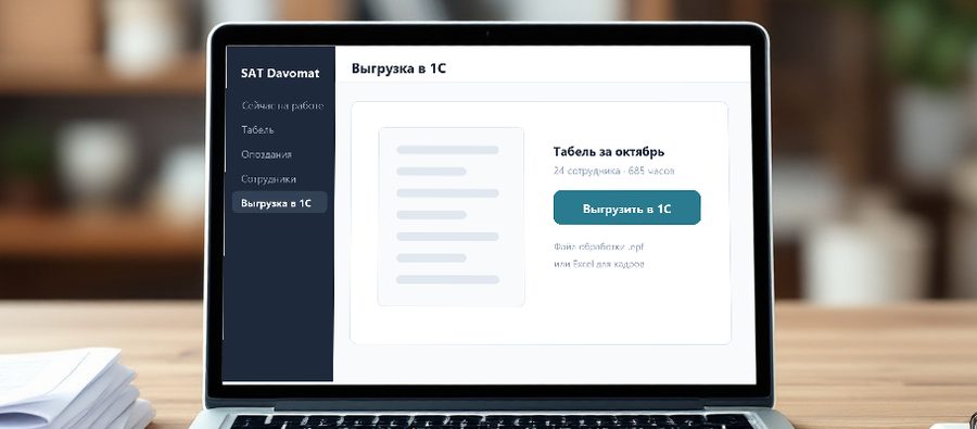 SAT Davomat — Выгрузка в 1С